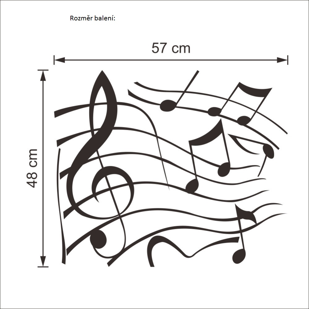 Samolepka Houslový klíč a noty - černá