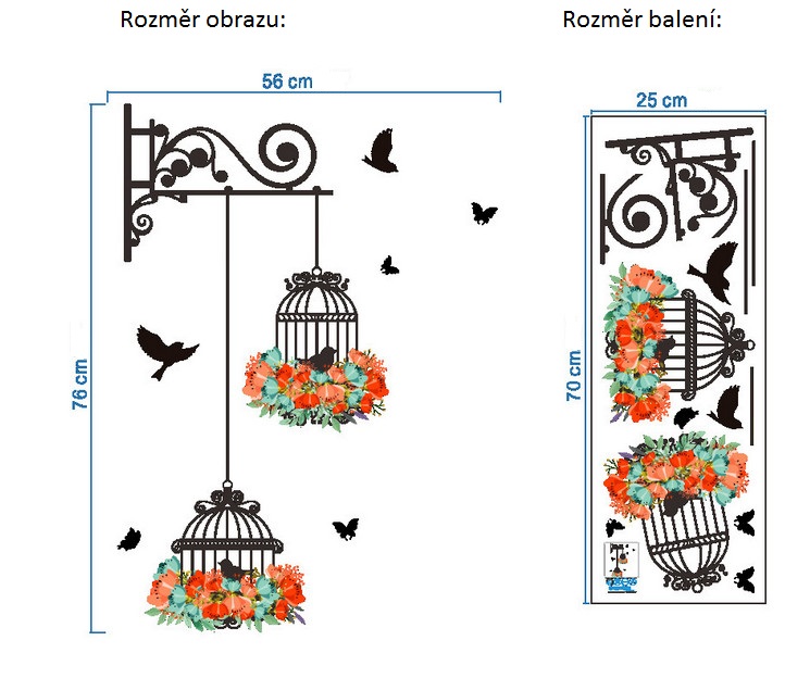 Samolepka Ptáčci v kleci