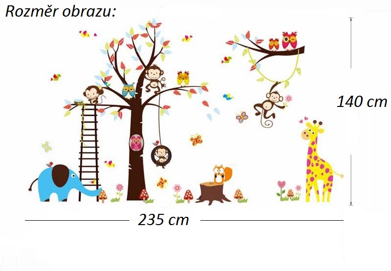 Samolepka Strom s houpačkou a zvířátky ze Zoo velká