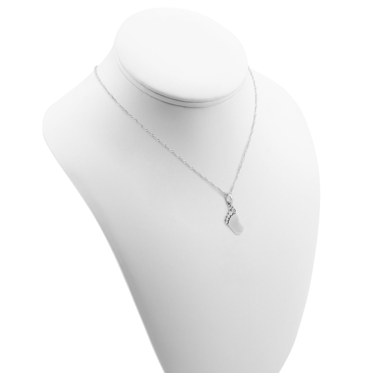 Stříbrný přívěsek noha s řetízkem s bílým zirkonem, stříbro rytina 925