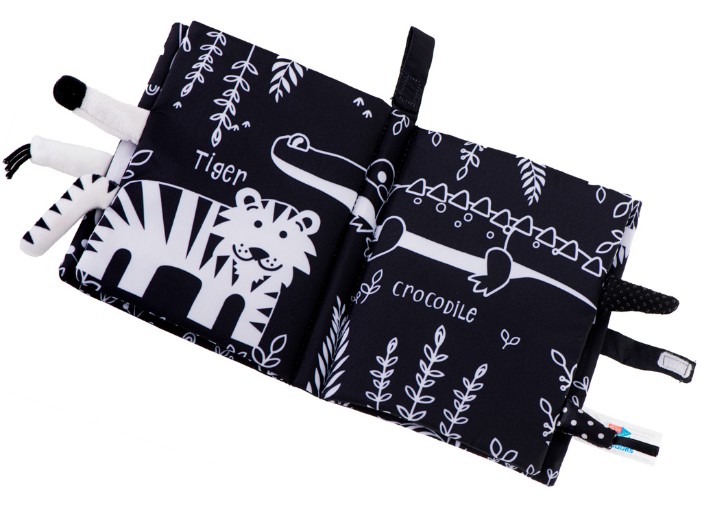 Textilní  senzorická knížka pro nejmenší SAFARY OCÁSKY 