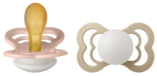 BIBS Supreme symetrické dudlíky z přírodního kaučuku 2ks 0-6m Blush/Vanilla Noční
