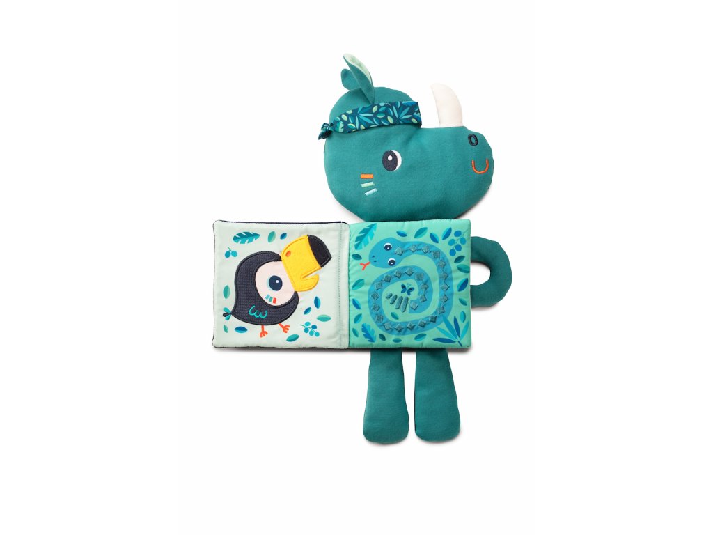 Lilliputiens - textilní knížka se svítícím obrázkem - nosorožec Marius