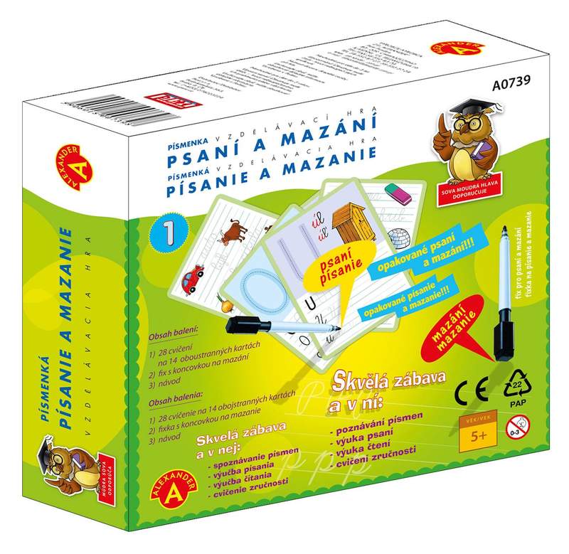 Vzdělávací hra Psaní a mazání 1 - PÍSMENKA