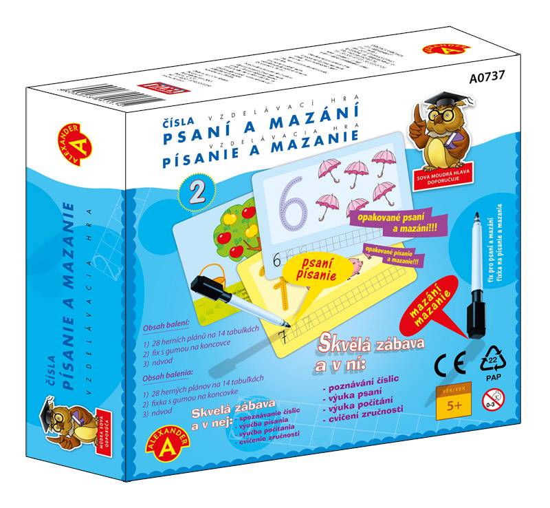 Vzdělávací hra Psaní a mazání 2 - ČÍSLICE