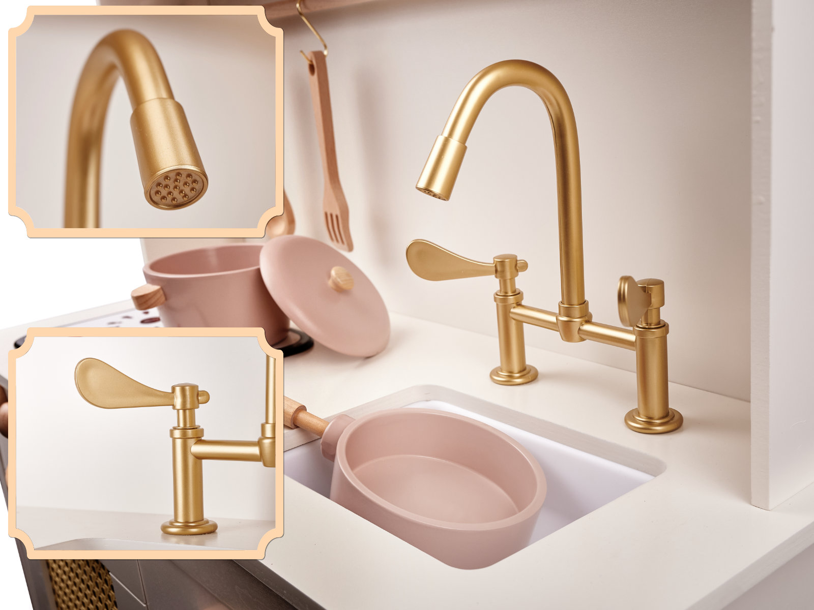 RETRO MDF DŘEVĚNÁ KUCHYŇKA PRO DĚTI S DOPLŇKY BOHO, 100 CM