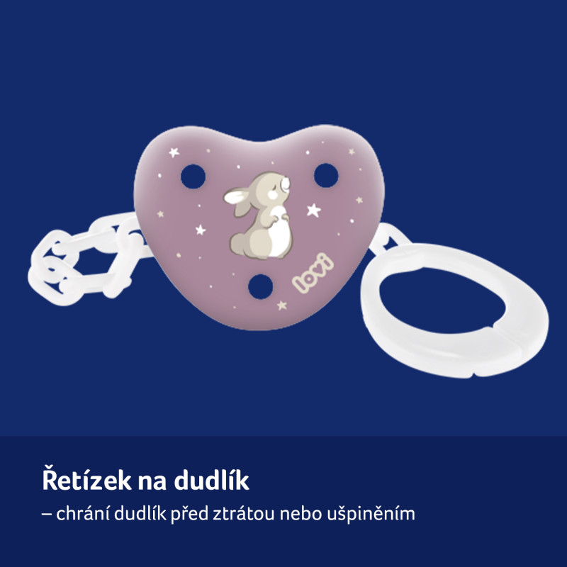 LOVI Řetízek na dudlík NIGHT&DAY Králíček svítící