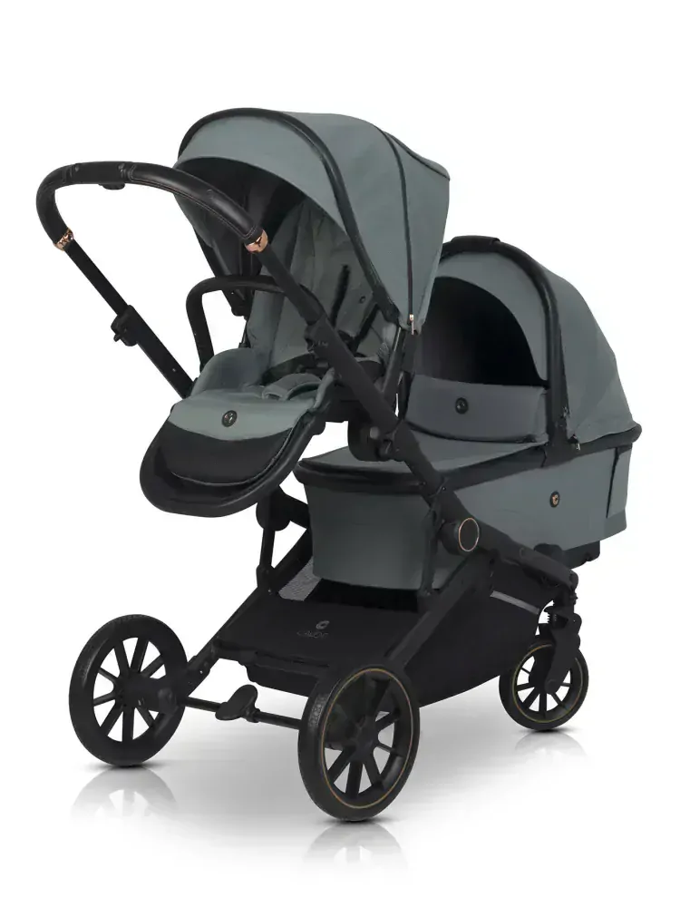 Kočárek pro dvojčata sourozenecký CAVOE Avec Boho Green