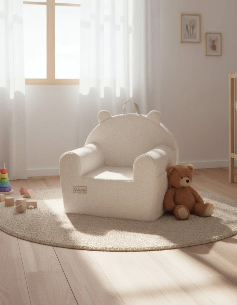 Dětské Designové Pěnové Křesílko Bouclé Vanilla