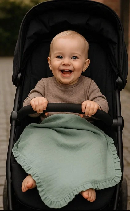 Mušelinová dvouvrstvá deka Albero s volánky béžová