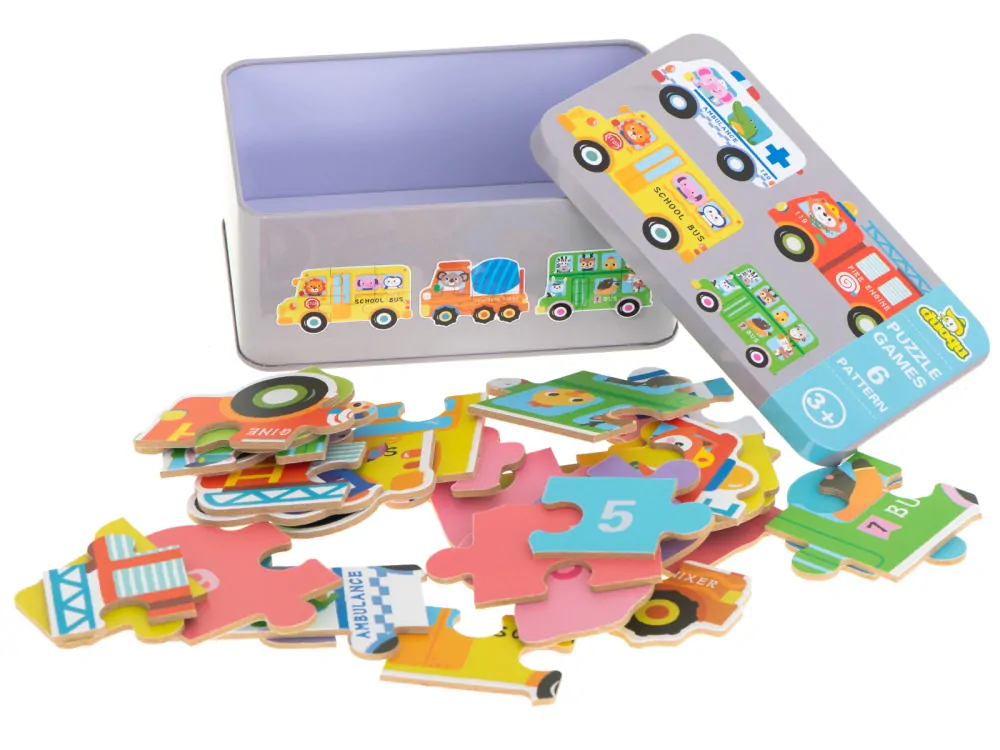 PUZZLE AUTA V PLECHOVÉ KRABIČCE