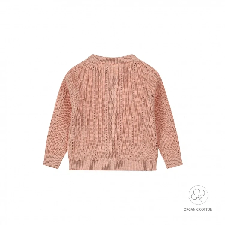 Dětský celopropínací svetr Dirkje BIO bavlna starorůžová