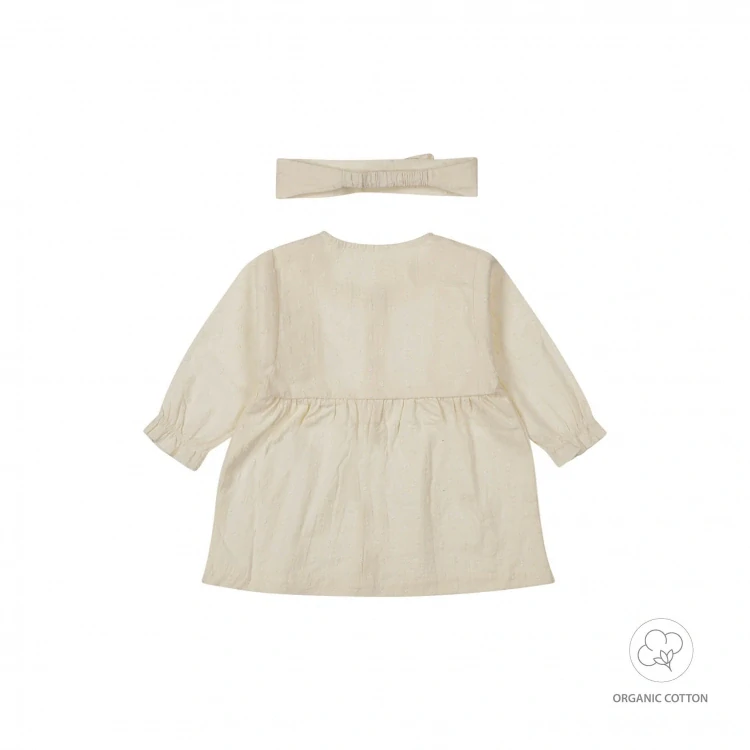 Komplet plátěná halenka + čelenka Dirkje s volánkem smetanová