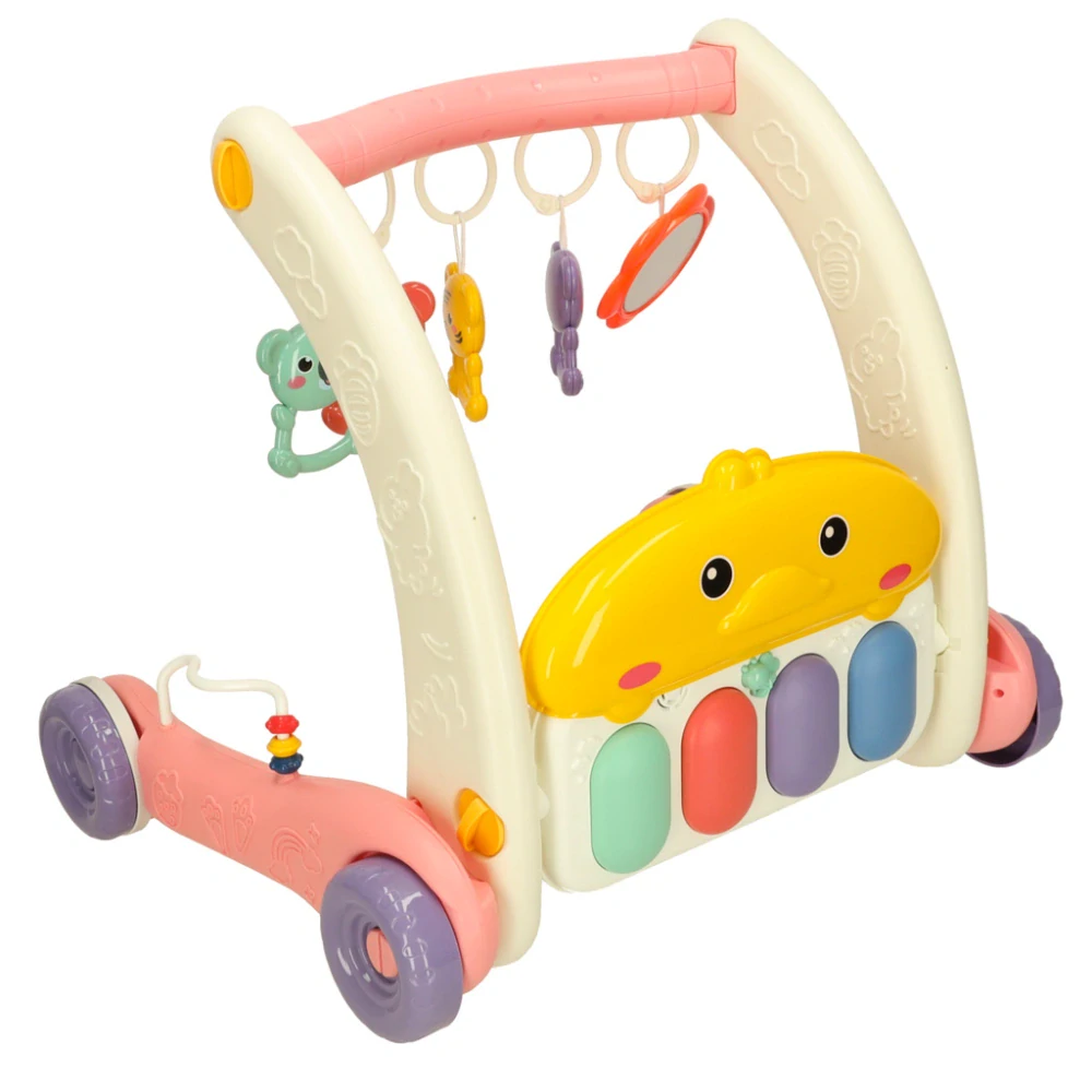 Vzdělávací podložka posunovací chodítko s klavírem 2v1 Bibi-inn růžová