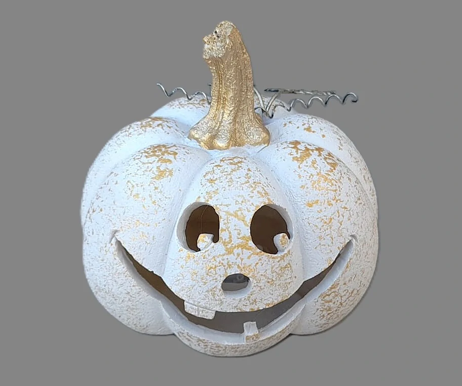 Dýně bílá zlatá stopka LED svítící  15cm