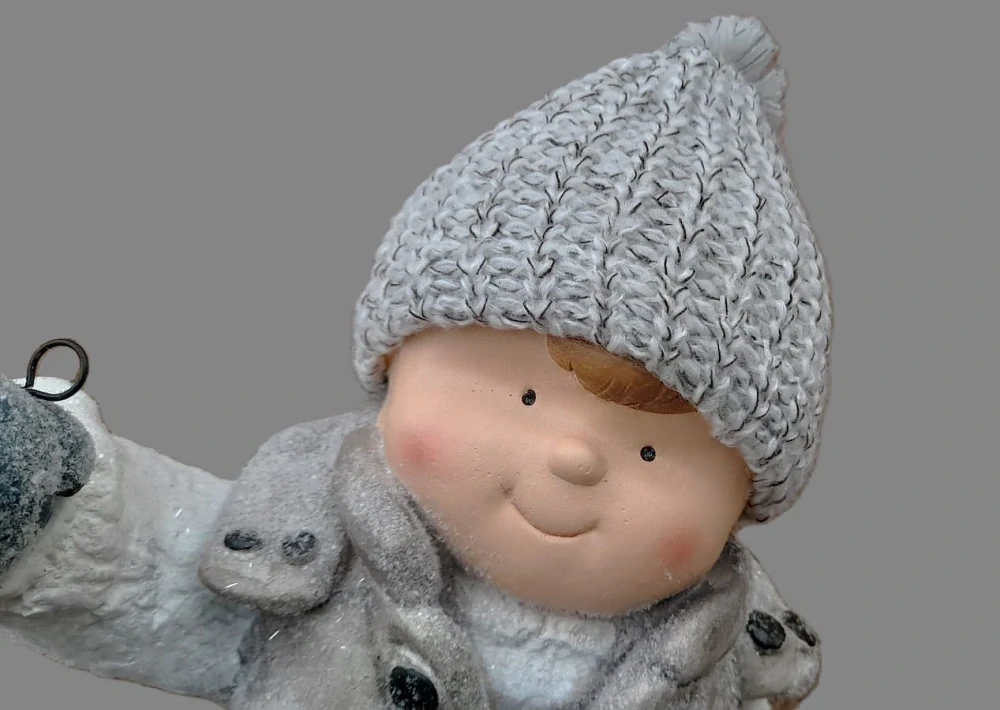 Dekorace- Kluk ve vestě s LED lucernou