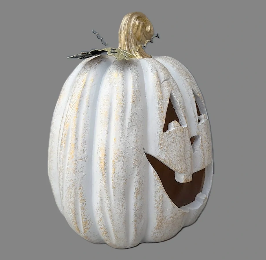 Dýně bílá zlatá stopka LED svítící  24cm