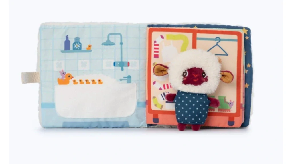 Lilliputiens - textilní knížka s prstovou loutkou - dobrou noc s ovečkou Yvon 