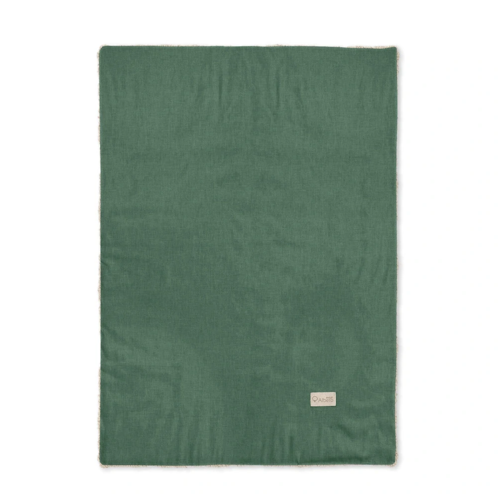 Dětská dvouvrstvá bavlněná velurová deka Albero s beránkem zelená