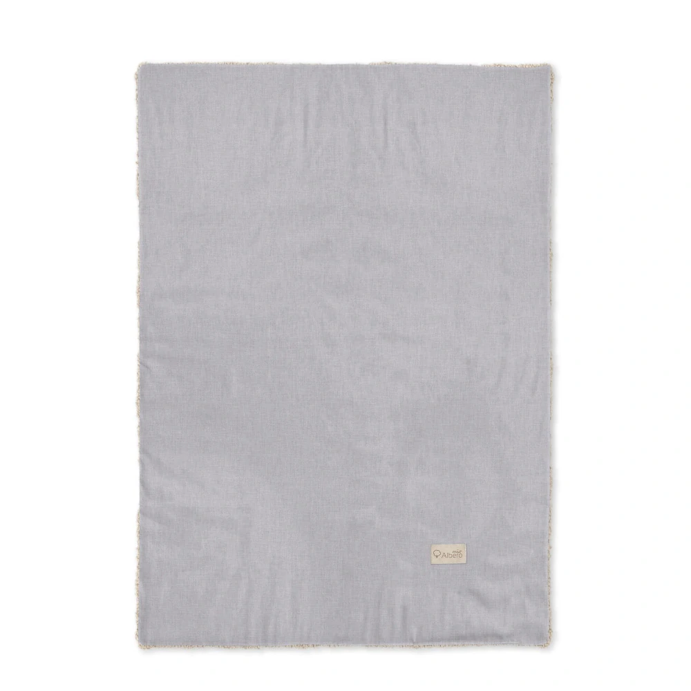 Dětská dvouvrstvá bavlněná velurová deka Albero s beránkem šedá