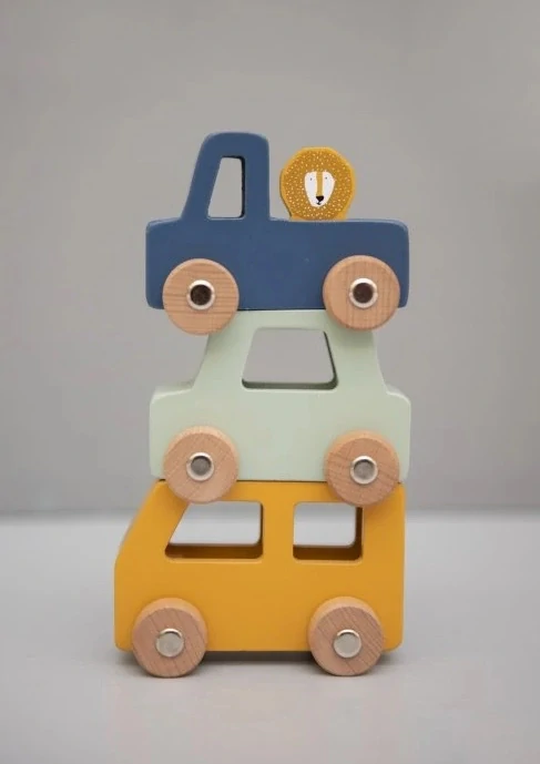 Dřevěný set autíček s pasažéry zvířátka - Trixie 