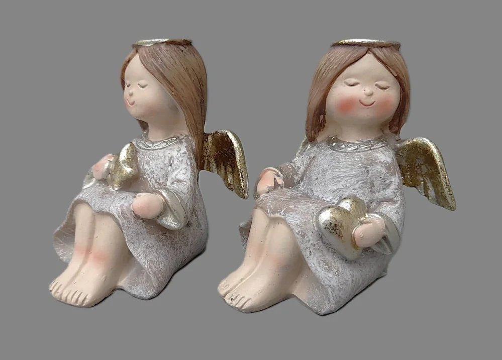 Anděl sedící šedé šaty 2 druhy