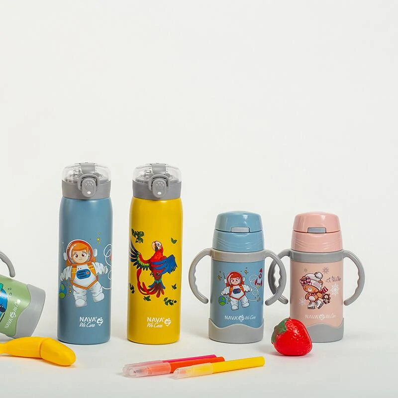 Termoláhev dětská nerezová NAVA We Care s brčkem a uchyty 300ml pink