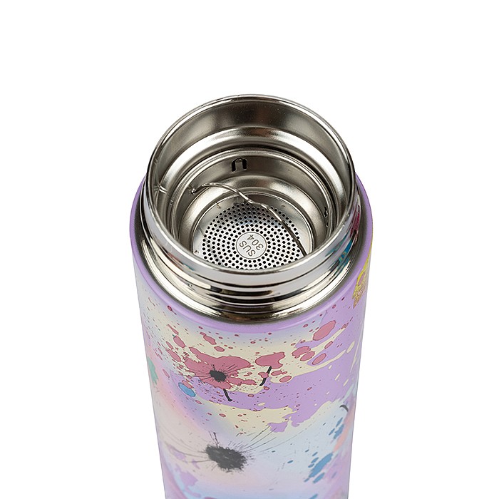 Nerezová termoska NAVA"We Care" s filtrem a digitálním ukazatelem teploty na víčku, fialová 500ml