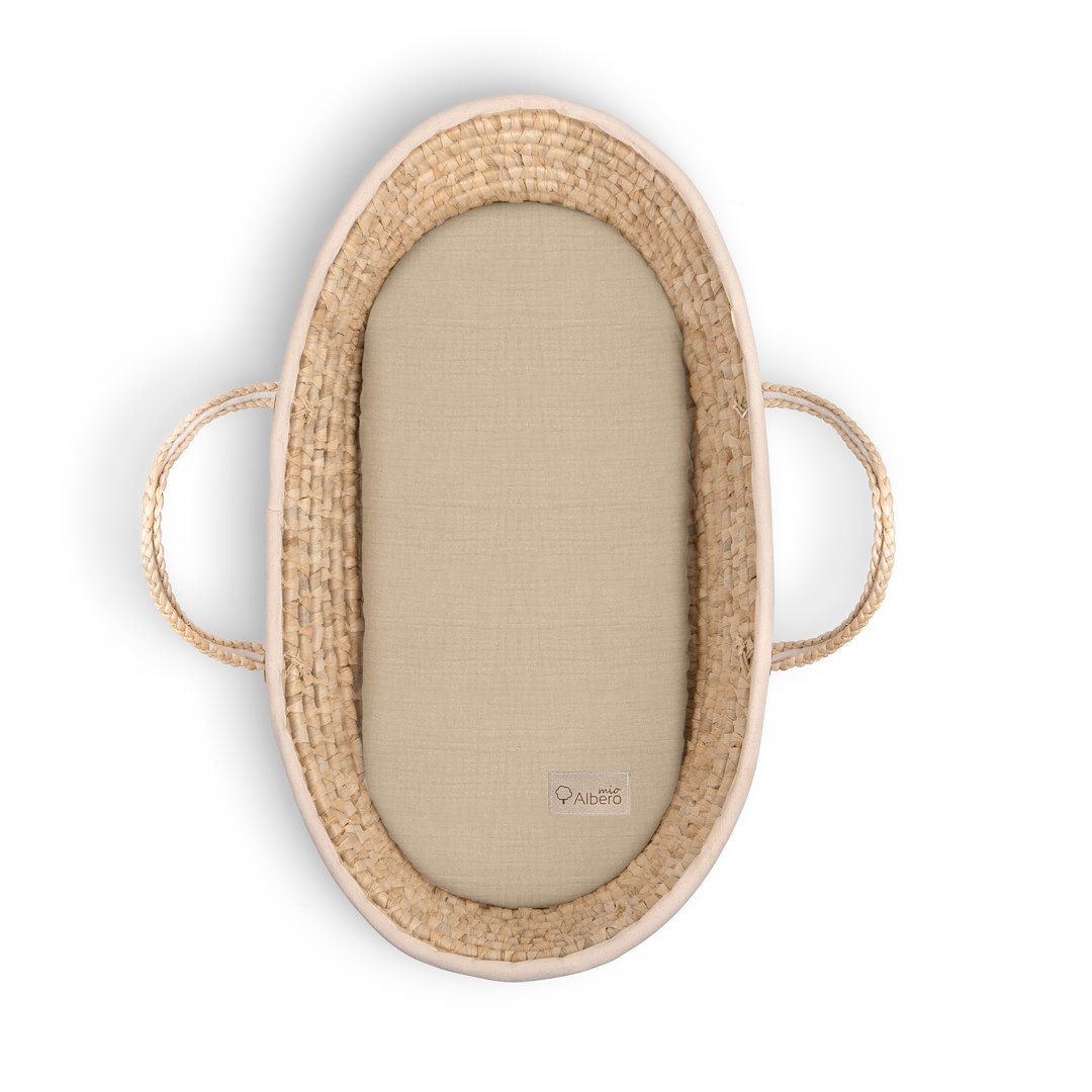 BAVLNĚNÉ PROSTĚRADLO DO KOČÁRKU ALBERO MUŠELÍN SADA (2KS ) Biscuit