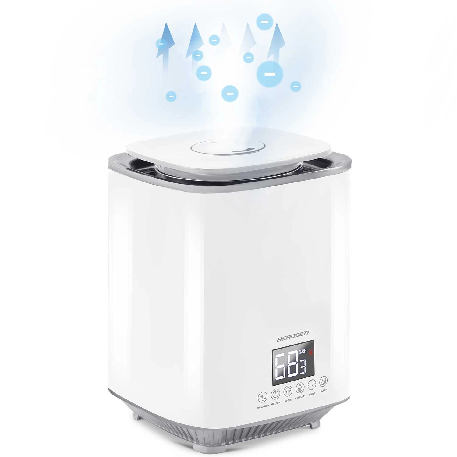 Ultrazvukový zvlhčovač vzduchu Berdsen Premium s ionizátorem a aroma difuzérem white