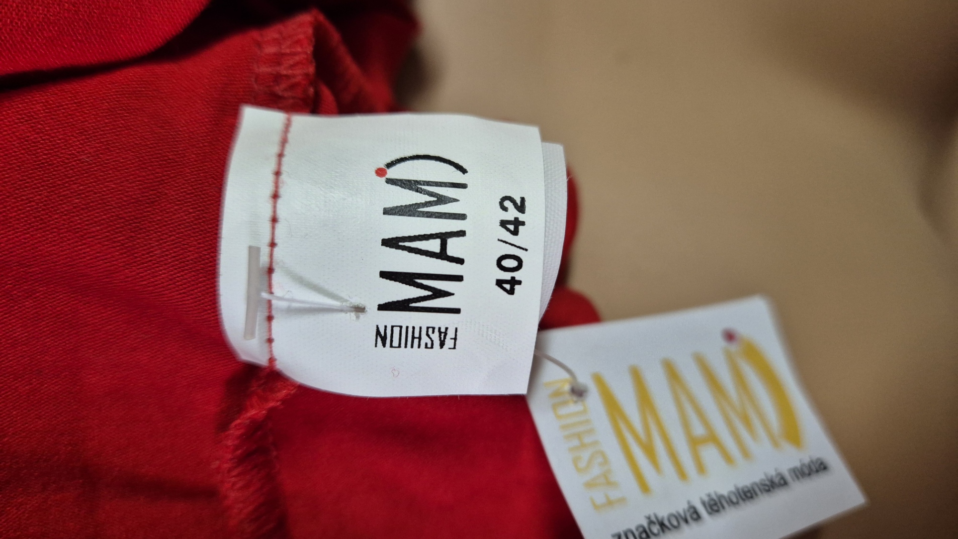 Těhotenská móda - Triko červené vel. 40-42 Mami Fashion