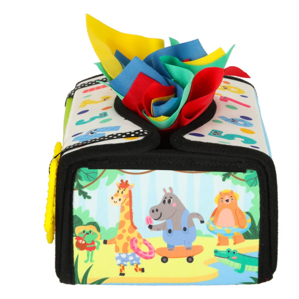 Třídicí box s kapesníky senzorická podložka Montessori 2v1