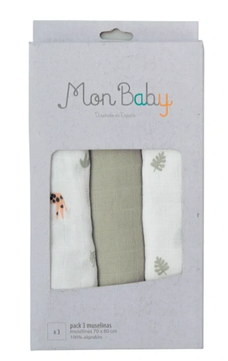 Mušelinové pleny BimBi Mon Baby sada 3ks - růžová