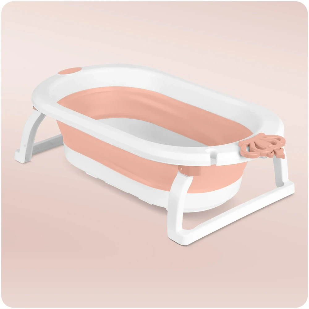 Skládací vanička pro děti a kojence s lehátkem bílo-růžová