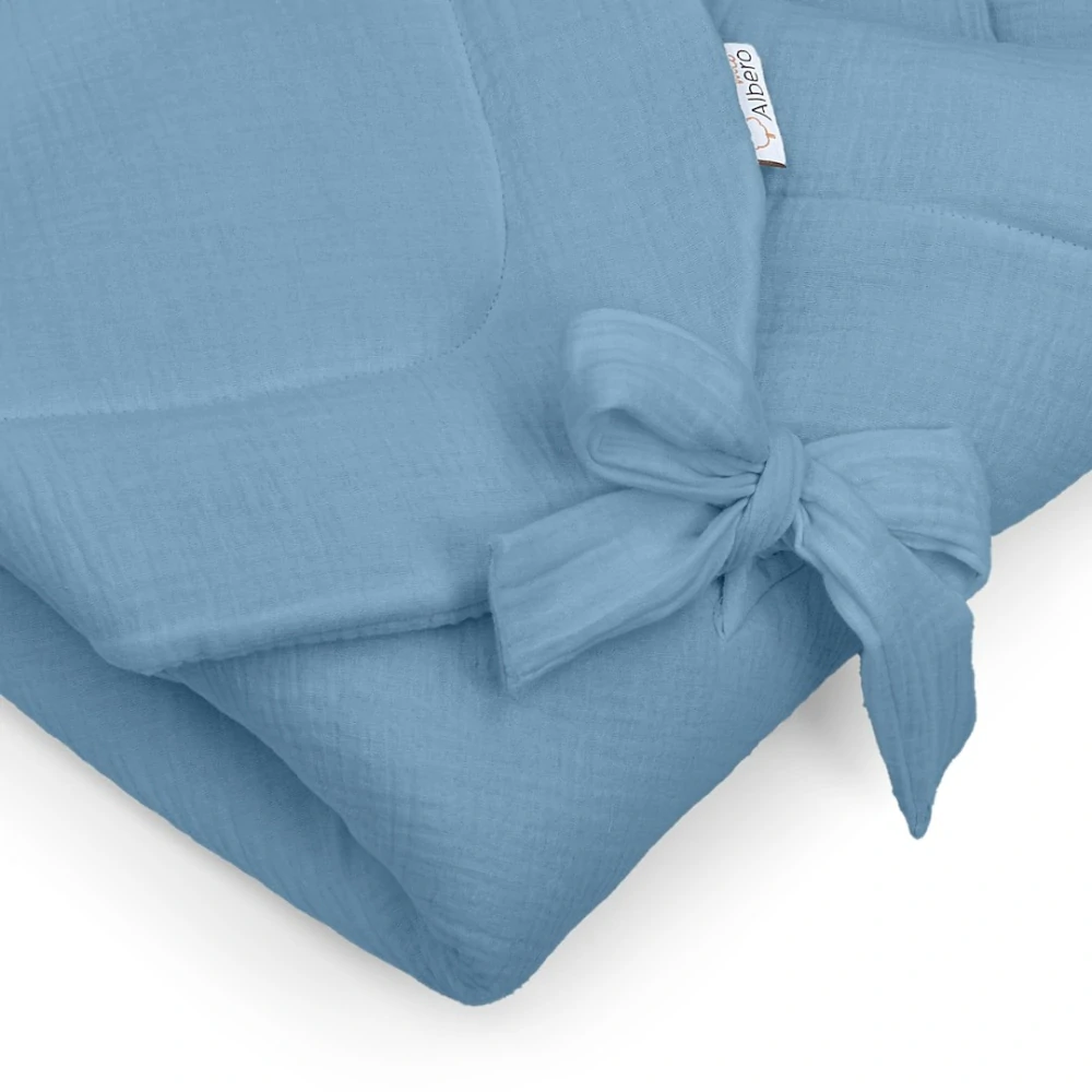 Novorozenecká zavinovačka mušelínová modrá s volánkem