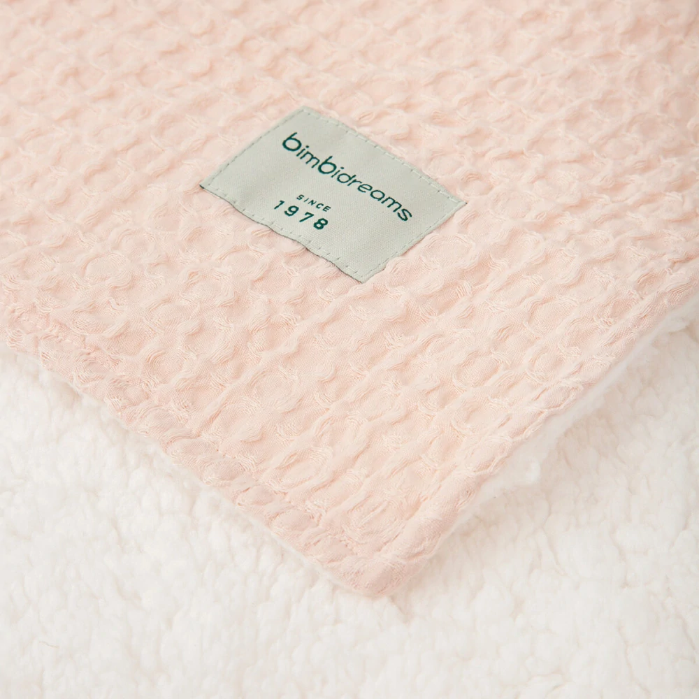 Dárková sada BIMBIDREAMS waffle deka s beránkem + usínáček Králíček pudrově růžová