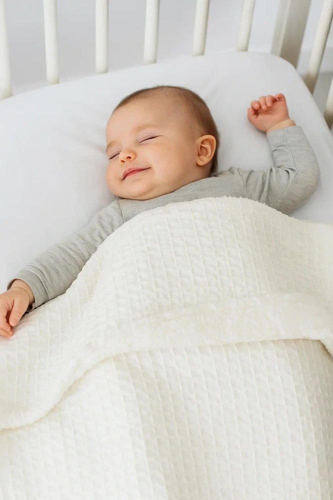 Dětská dvouvrstvá deka BimBi Waffle s beránkem 80x110cm béžová