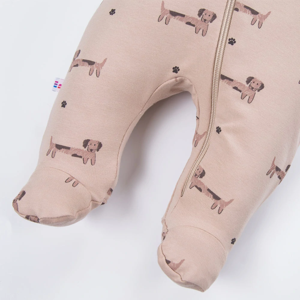 Kojenecký dvouvrstvy bavlněný overal s kapucí Jezevčík vel.62