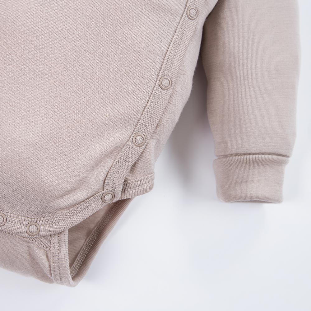 MERINO celopropínací body béžové vel. 56/62