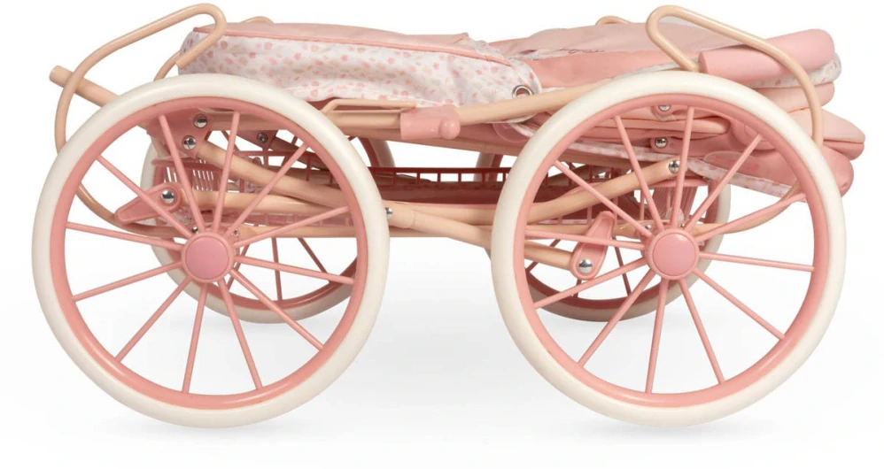 Dětský luxusní skládací kočárek pro panenku DeCuevas s taškou Tulipe lososový