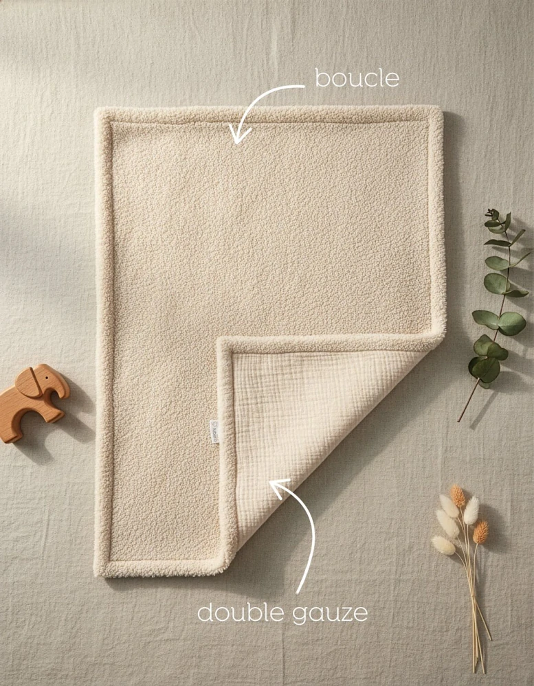 Dětská luxusní vyteplená deka Cotton Muslin & Bouclé vanilková