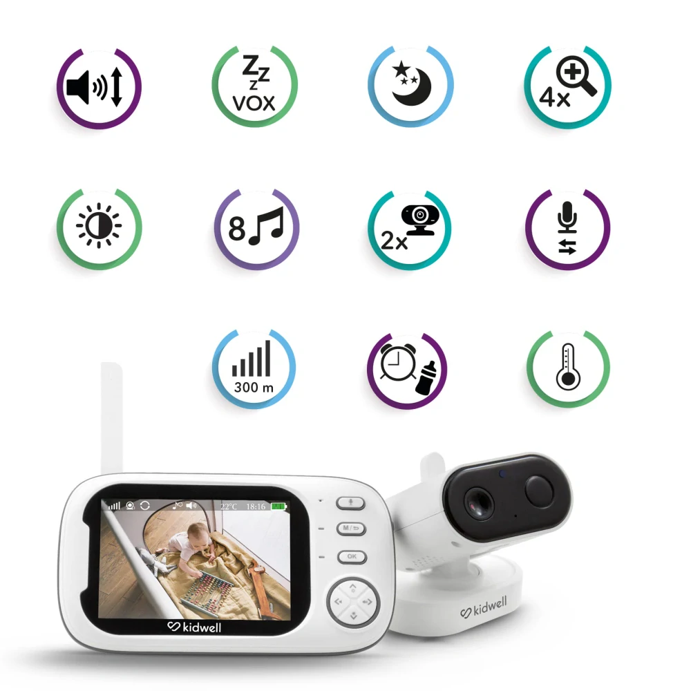 Elektronická chůvička WILLI Kidwell s kamerou a HD displejem | Noční vidění, VOX a dosah 300 m