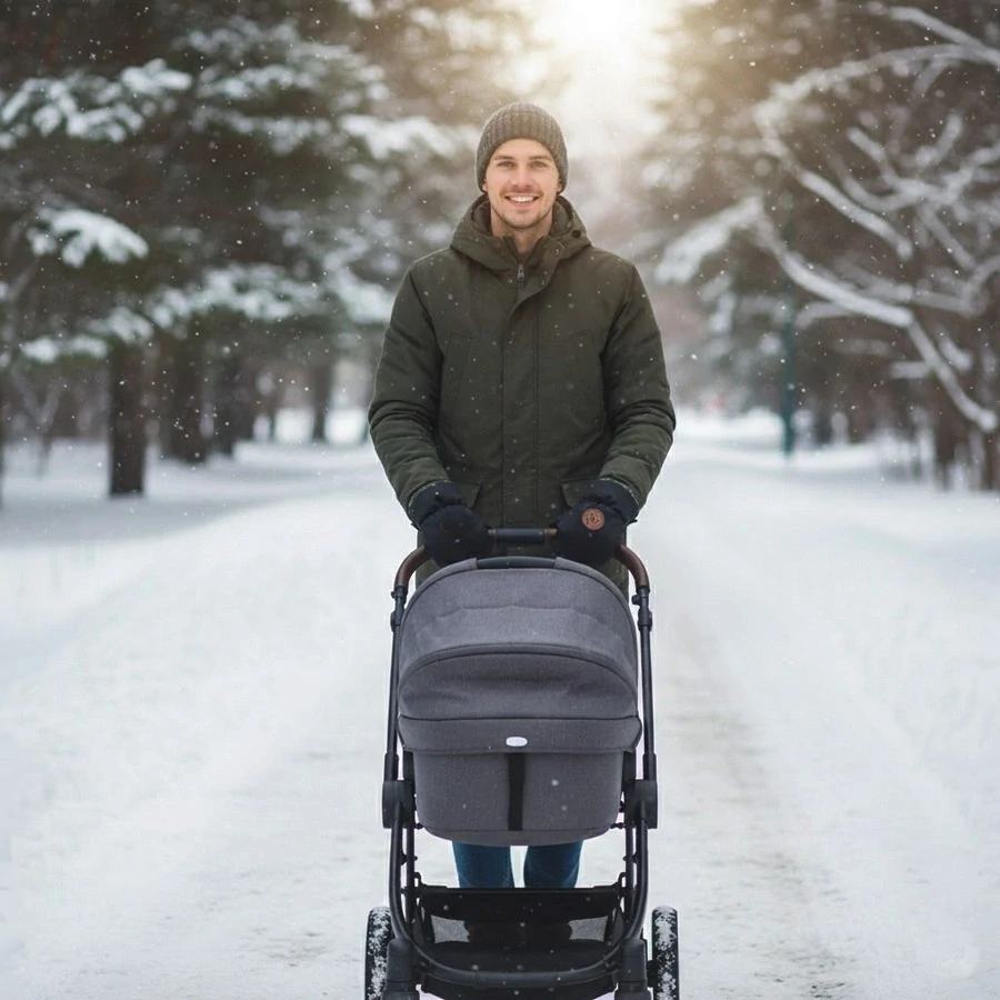 Zimní Nepromokavé Rukavice na kočárek – Everest  Černá/Woodland