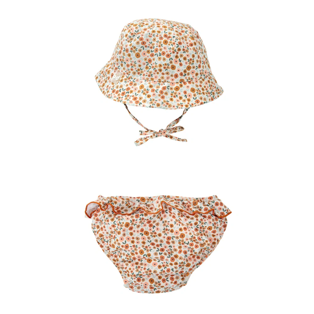 Sada Plavky a Klobouček BimBidreams Formentera s UPF50+ (květinový vzor) 3-9m