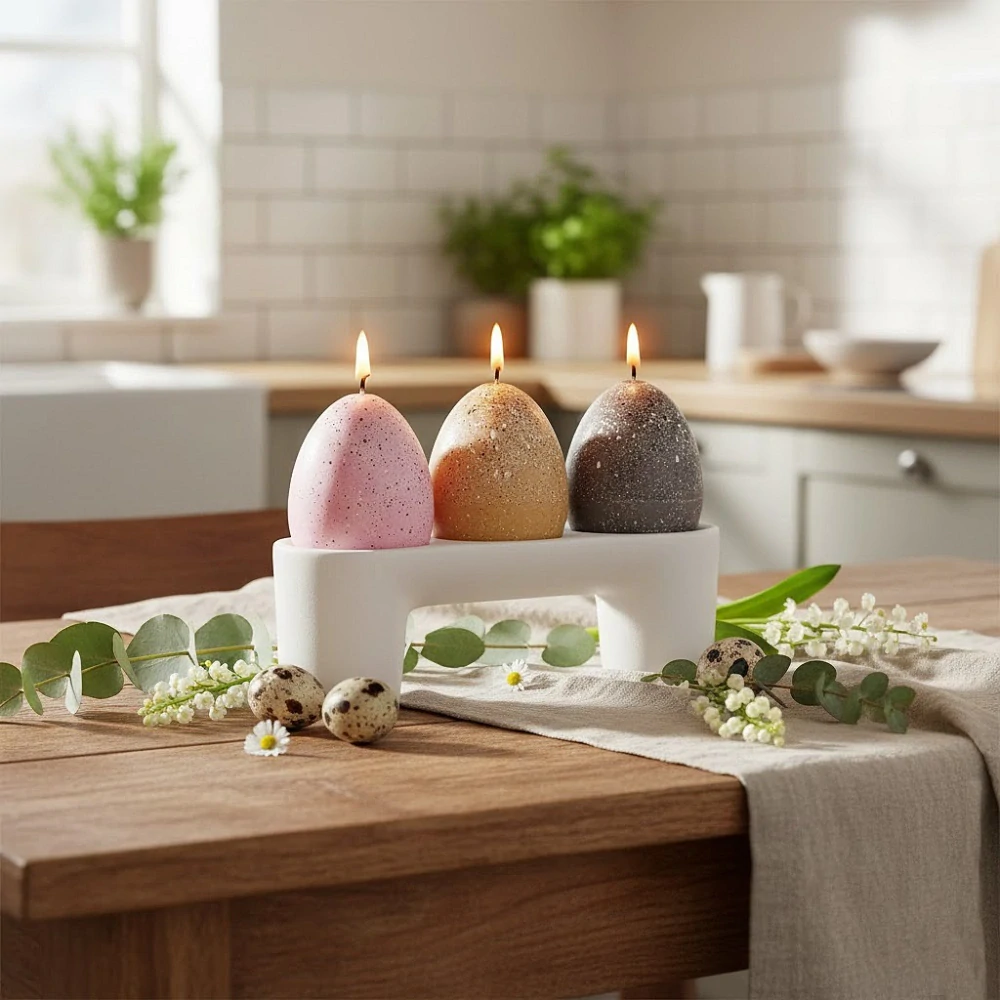 Velikonoční Svíčka ve tvaru vajíčka Egg in Spots kropenaté, sada/4ks