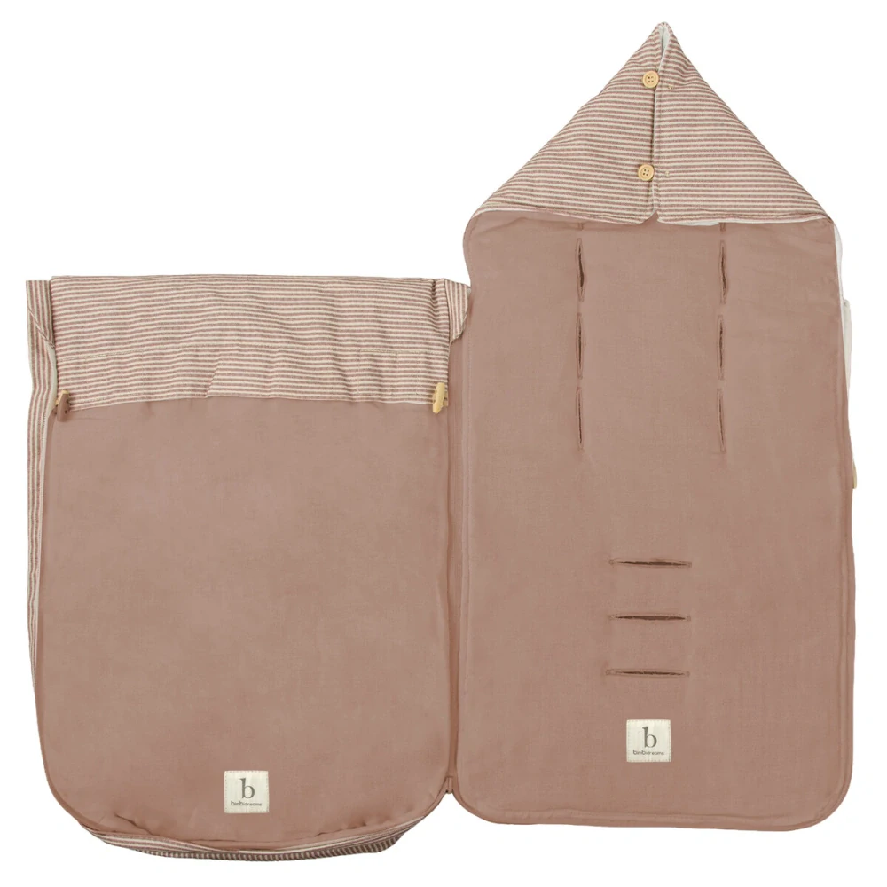 BimbiDreams Luxusní hřejivý fusak do autosedačky 2v1 Vento terracota proužky