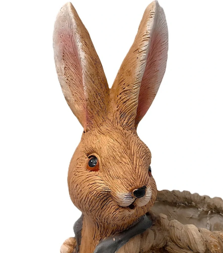 Dekorace Velký hnědý zajíček ve vestě s nůší 55cm