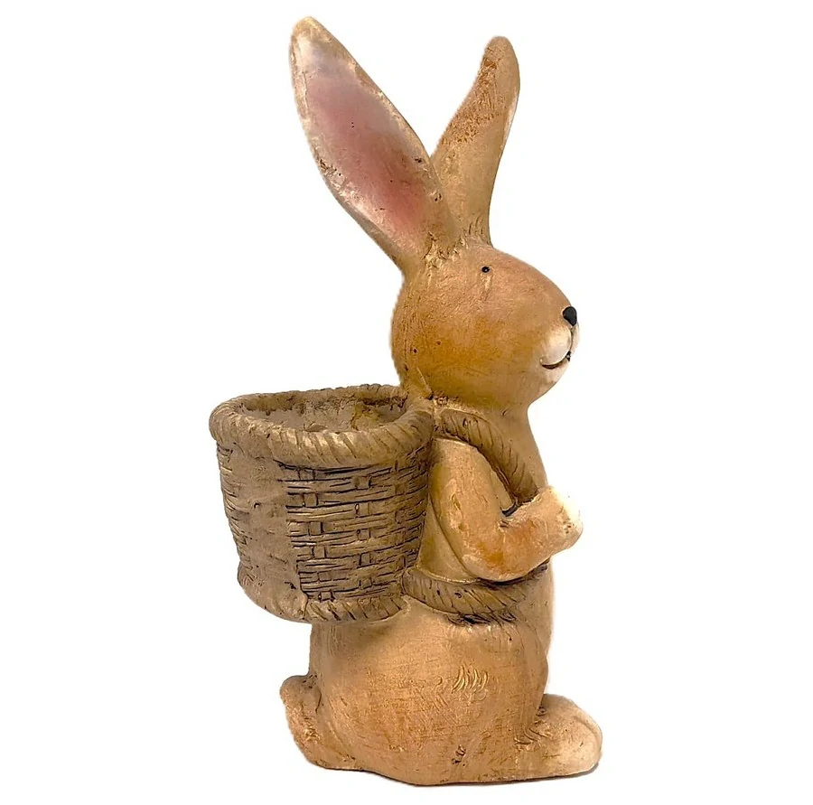 Dekorace Zajíček hnědý 45cm s nůší na zádech