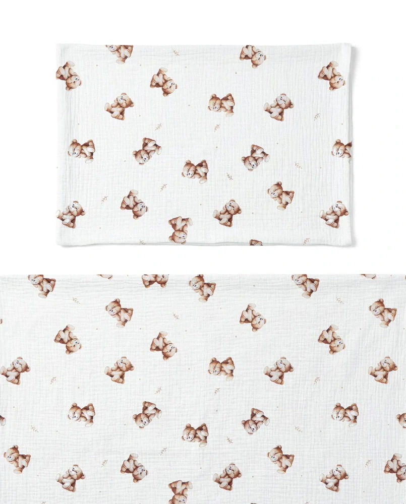Mušelínové dětské povlečení Vintage Teddy – Karamelové 100 x 135cm