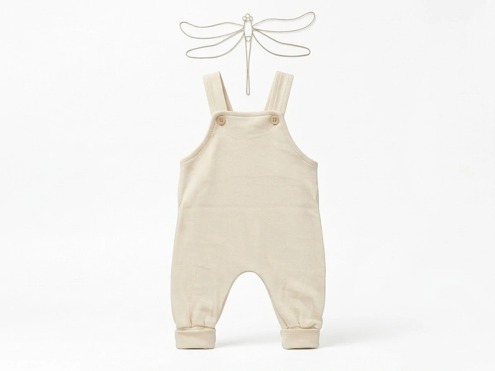 Dětské bavlněné kalhoty s laclem ecru vel.62